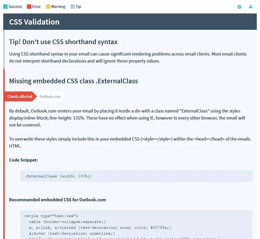 CSS Validation Results