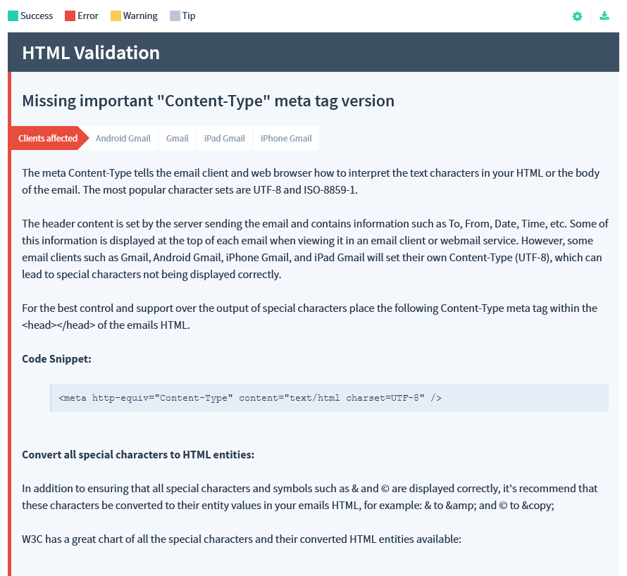 HTML Validation Results