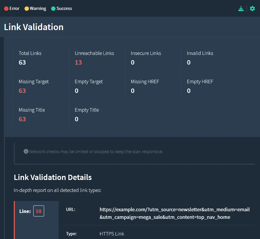 Link Validation Results