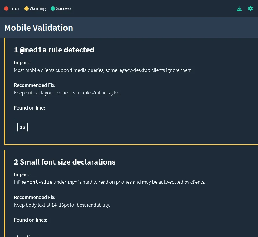 Mobile Validation Results